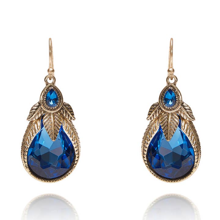 Brincos Art Nouveau de Safira: Brincos Folha de Palmeira por atacado de Lovett & Co