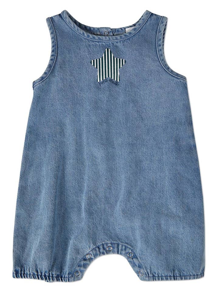 Combinaison courte en denim Petit Étoile pour garçon pour la vente par MiniMoi by MeMoi