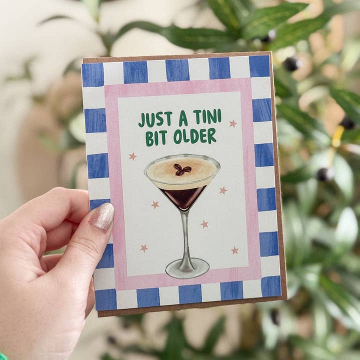 Simple Whimsy – wholesale Birthday card – Tini Bit Older - Espresso Martini Cocktail Birthday Card2