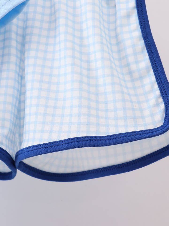 Aspen Rain Boutique - Wholesale Top & Short Set - Kids - Blue golf cart smocked shorts set3