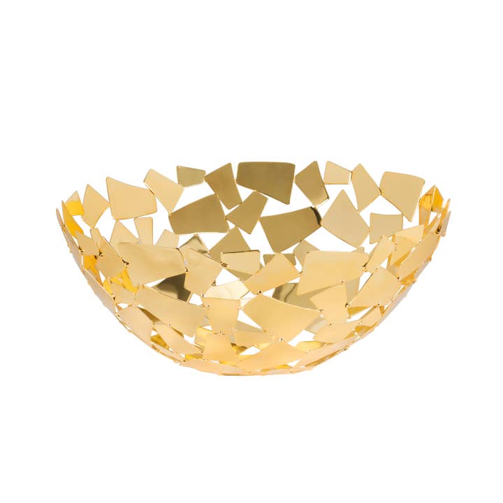 Golden Facets Round Basket, 11" for wholesale by Elegance