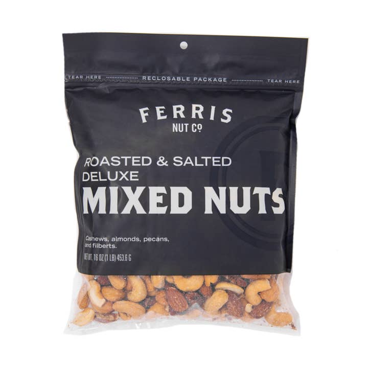 Deluxe Mixed Nuts (Roasted Salted) 16 oz. for wholesale by Ferris Coffee & Nut Co.