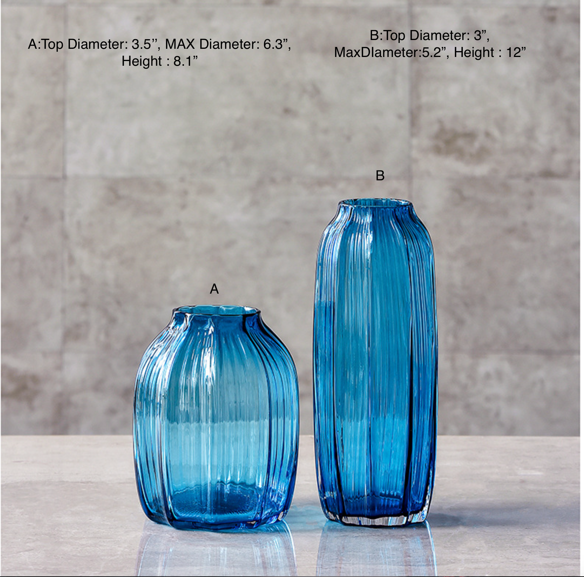 Noah Decoration - Vente Vases - Ensemble de vase moderne en verre bleu gris violet0