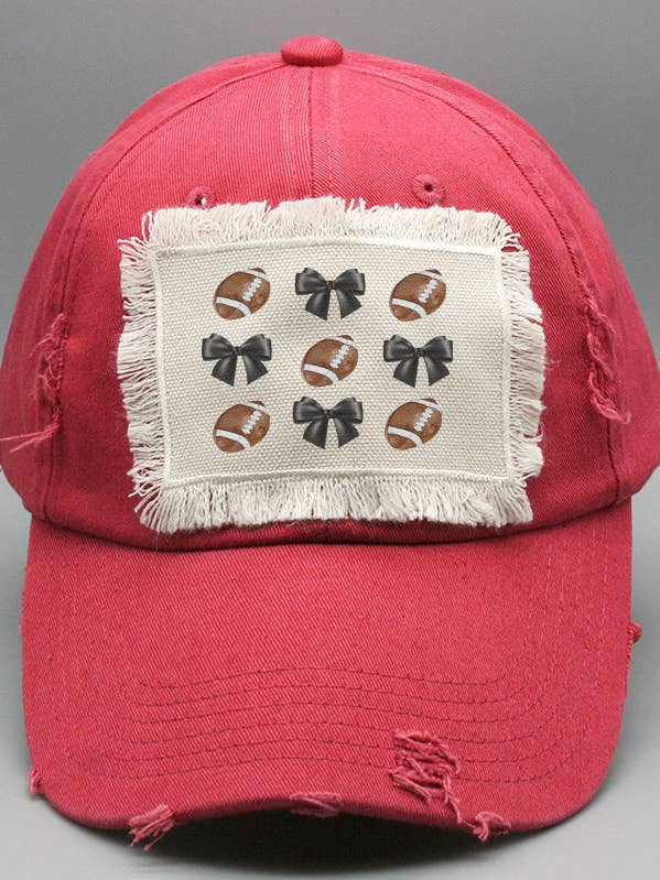 Gameday Black Football Bows Fall Patch Hat 296225 for wholesale by Cali Boutique Wholesale