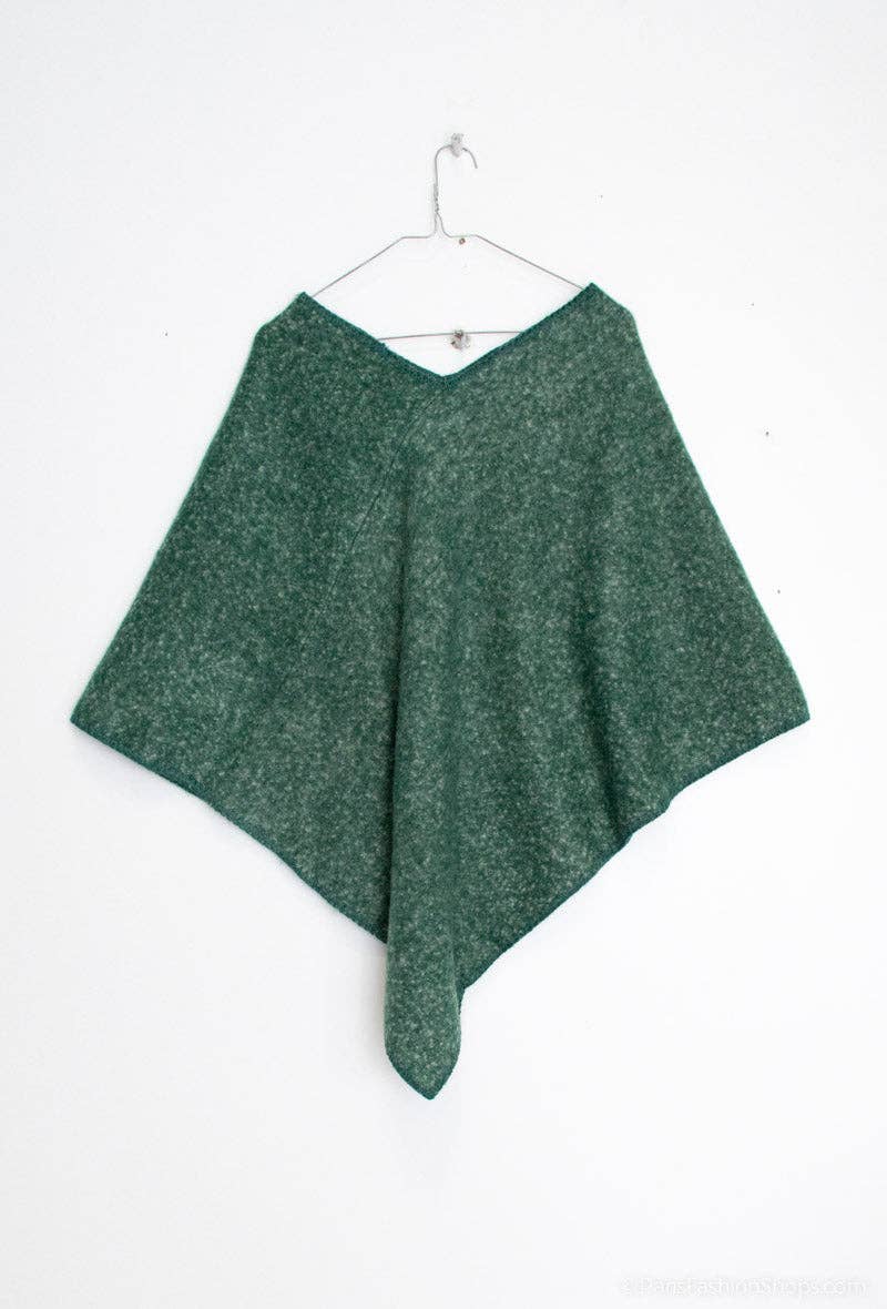 groen Effen gemêleerde poncho maat één voor iedereen voor groothandel op Faire1