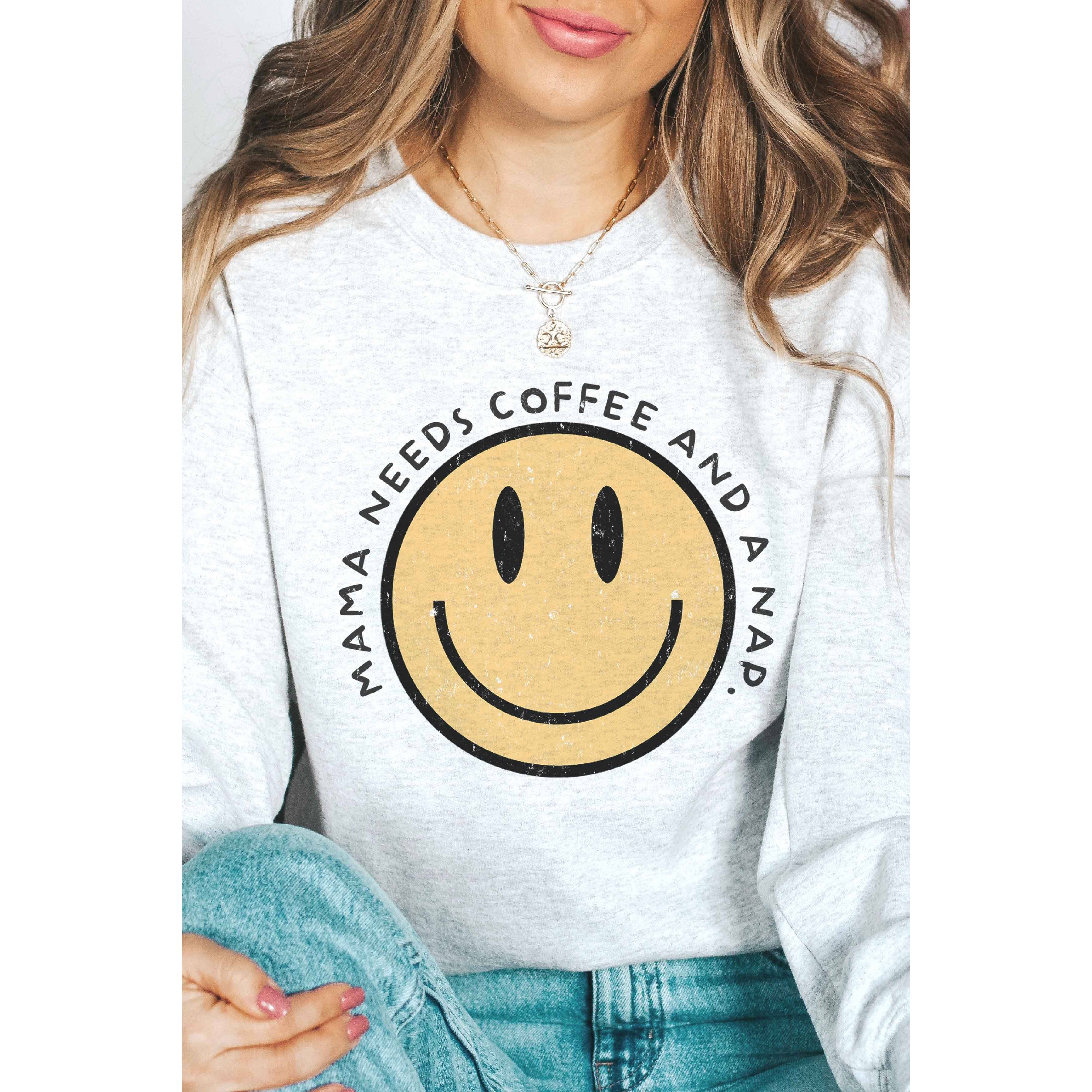 BLUME & CO. - Wholesale Graphic Sweatshirt - Women's - MAMA NEEDS COFFEE AND A NAP Graphic Sweatshirt0