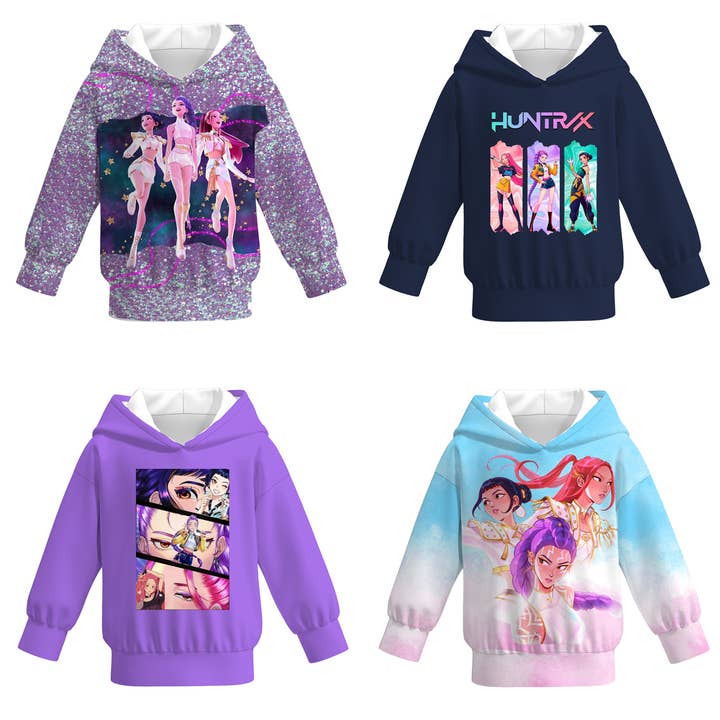 Kpop Demon Hunter Print Long Sleeves Fashion Hoodies For Kids for wholesale by Auraquise