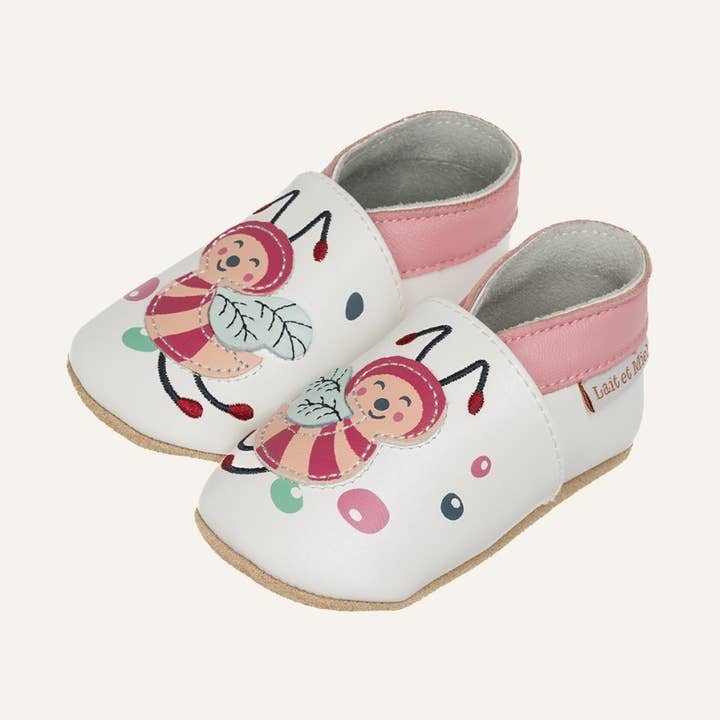 Baby leather slippers - Bee for wholesale by LAIT ET MIEL