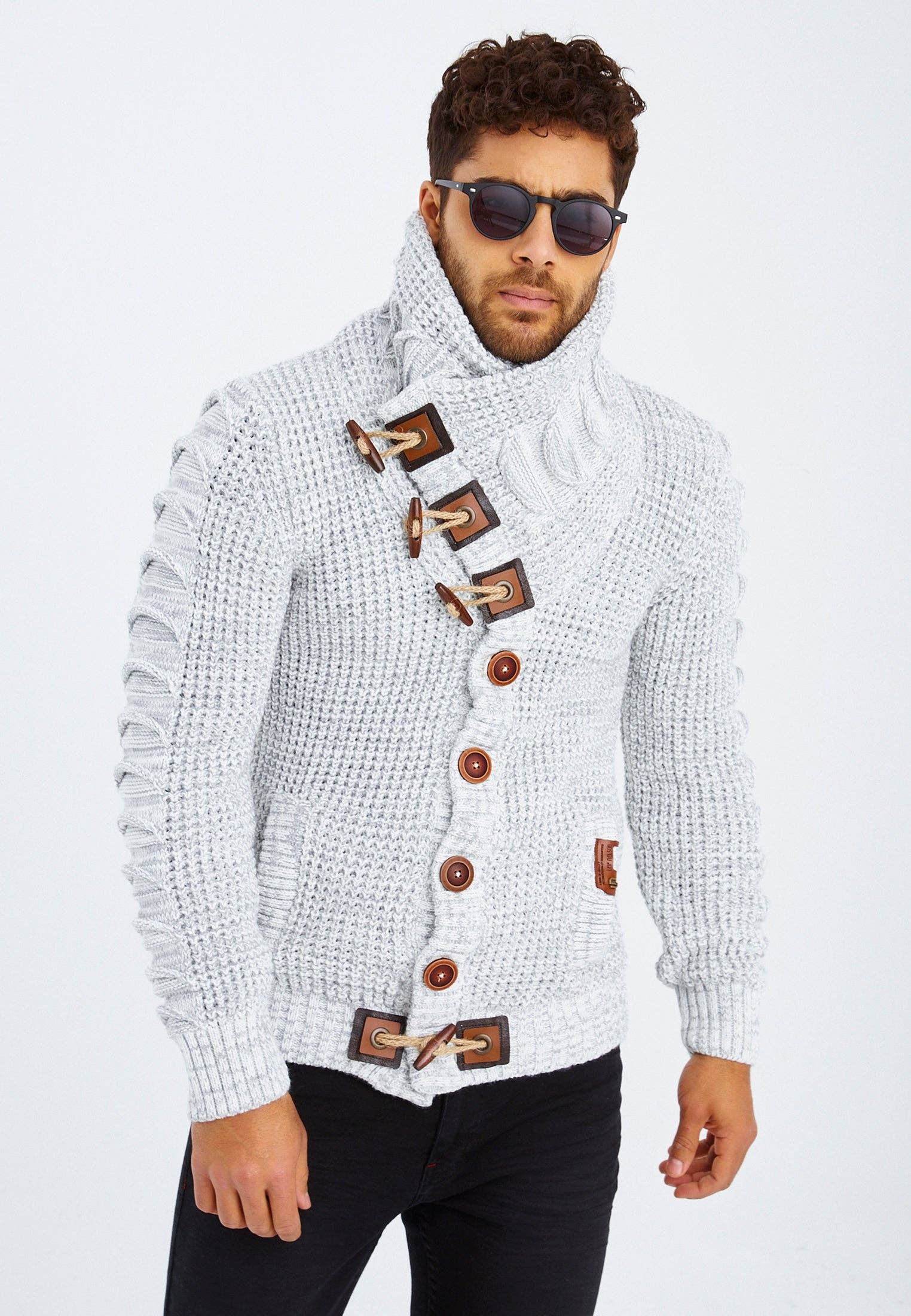 Leif Nelson GmbH - Wholesale Knit Sweater - Men's - Men's Knit Sweater Chunky Knit Shawl Collar LN-55855