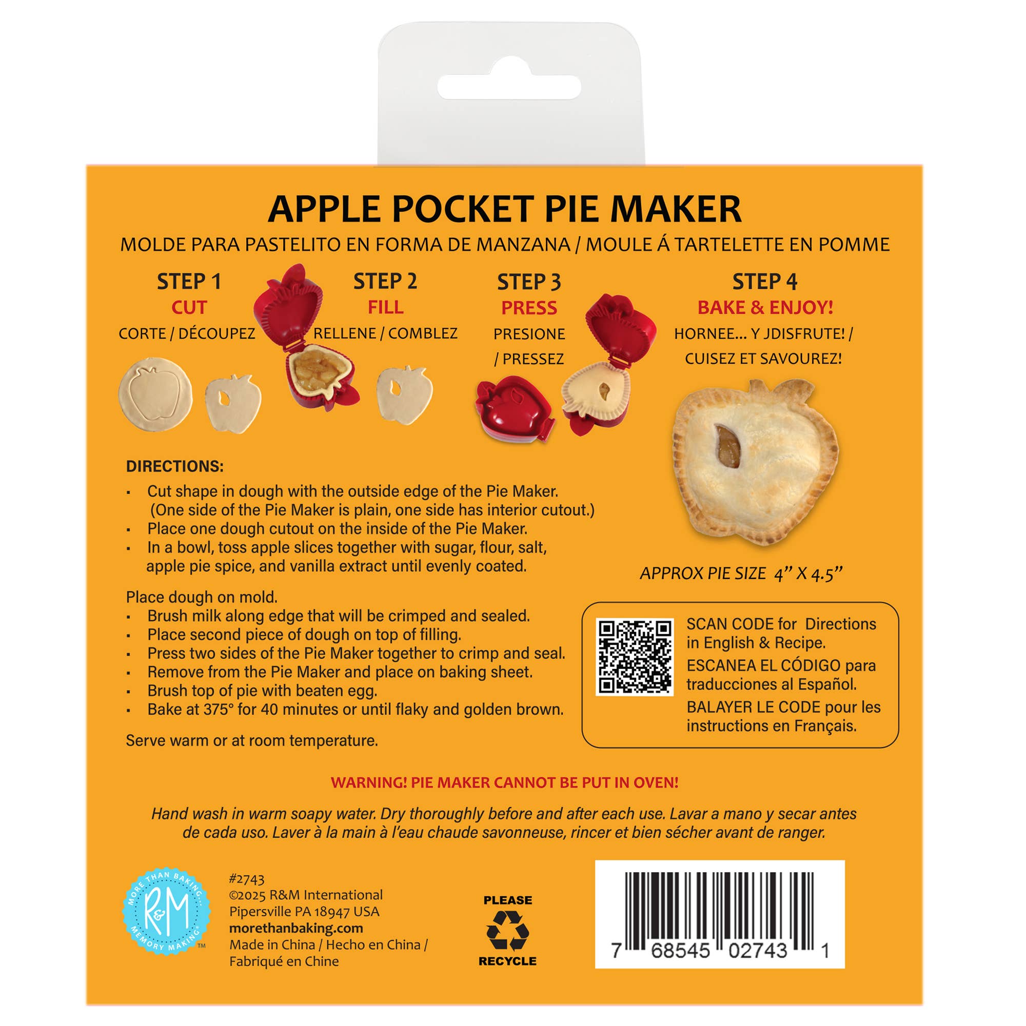 R&M International - Vente Ustensile/gadget de cuisine - Machine à tarte de poche en forme de pomme 5"2