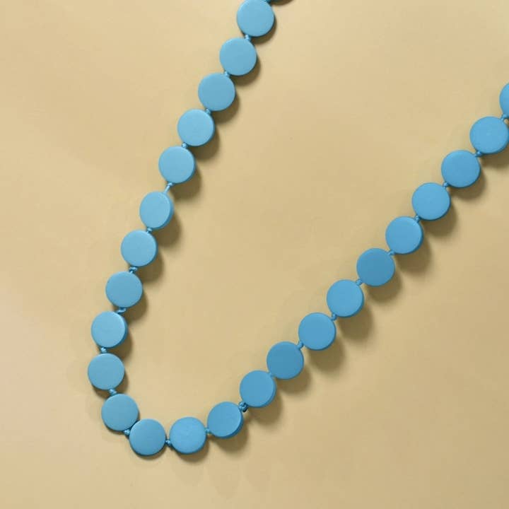 Taylor Hill Scarves & Co - Wholesale Beaded/pearl necklace - THSJ1270: Teal Green: Round Wooden Necklace1