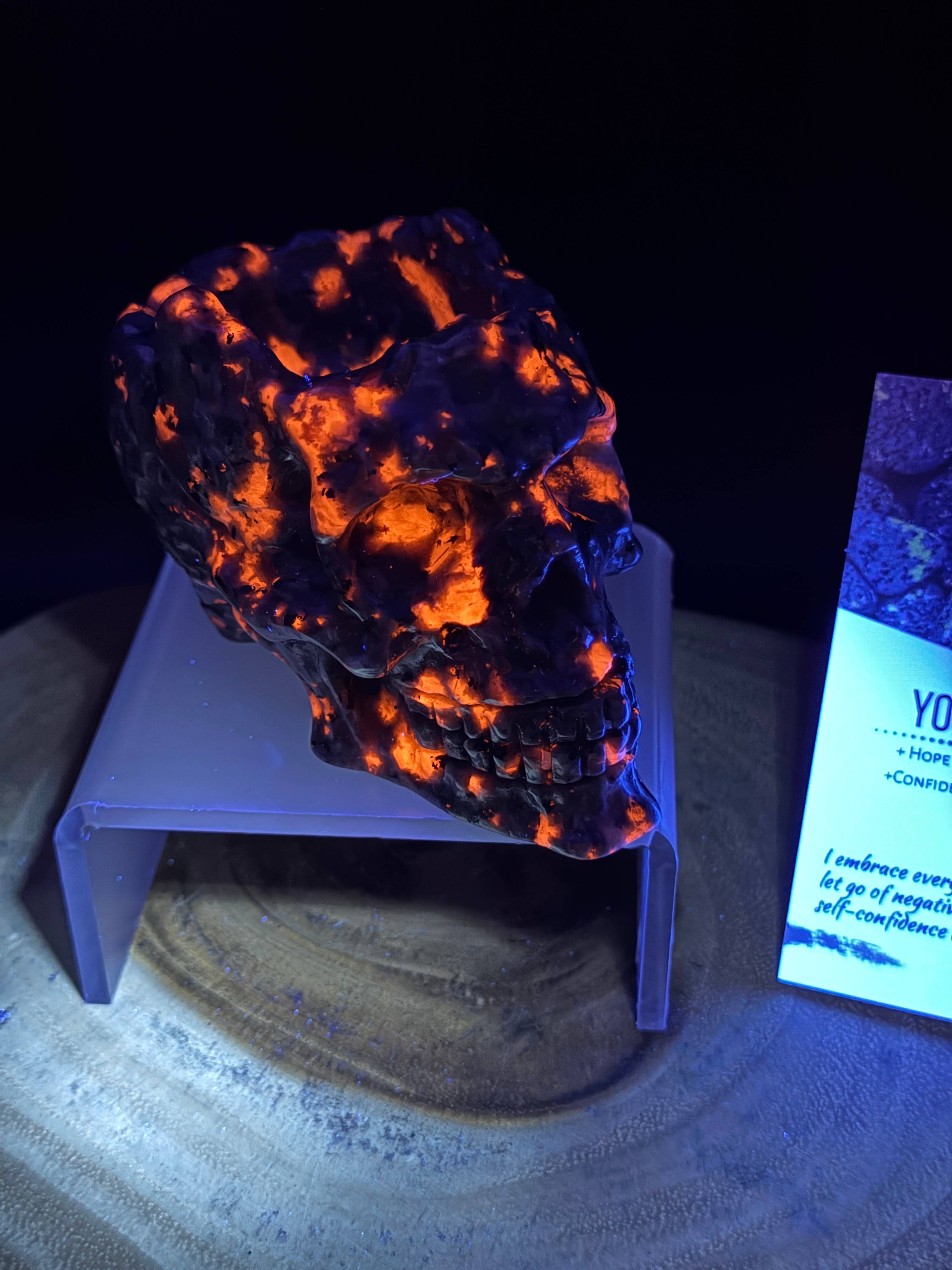 The 7 Directions - Wholesale Spiritual Stone/Crystal - UV reative Yooperlite skull bowl w/ info card H2434