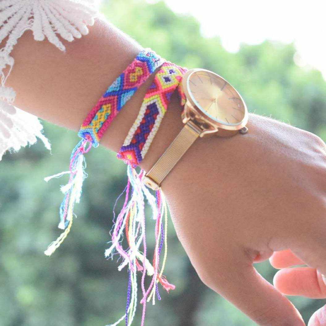 Lumily – wholesale Vävt/flätat armband – Vänskapsarmband i boho-stil med vävt mönster (4 storlekar) – Mexico11