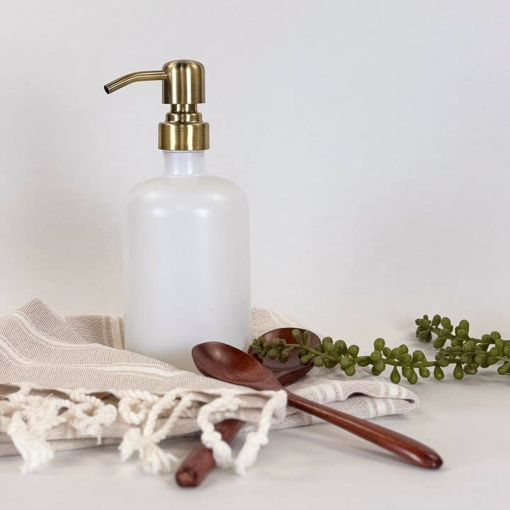 Blush Apothecary - Wholesale Soap Dispenser - White Matte Glass Dispenser Bottle1