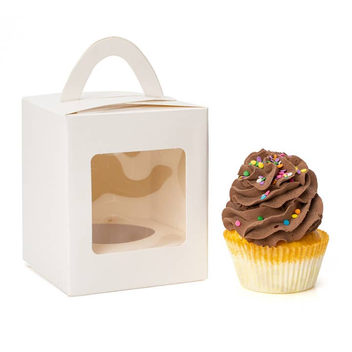 Individual Cupcake Box with Window - Pack of 12 - White for wholesale on Faire3