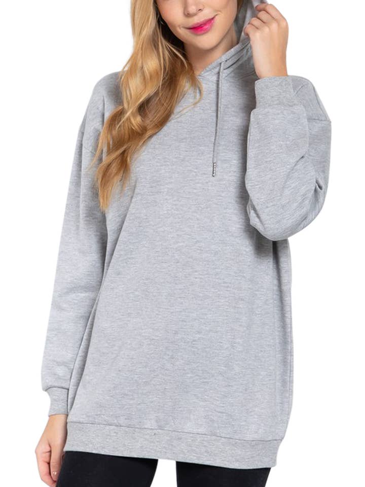 Vanilla Monkey - Wholesale Hoodie - Women's - Long Sleeve Inner Brush Oversized Hoodie Tunic Top