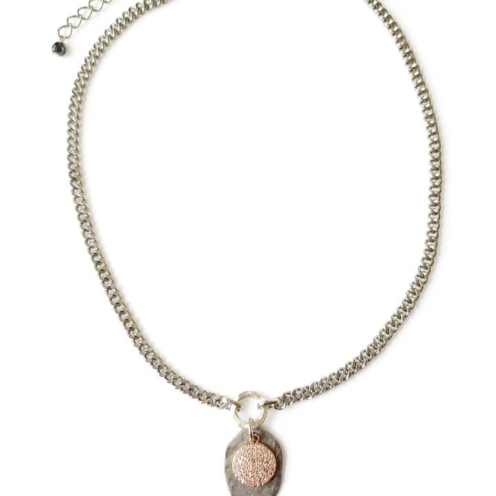 Kort Rose Gold Mynt Silver skiva halsband för wholesale av Ilze Jewelry