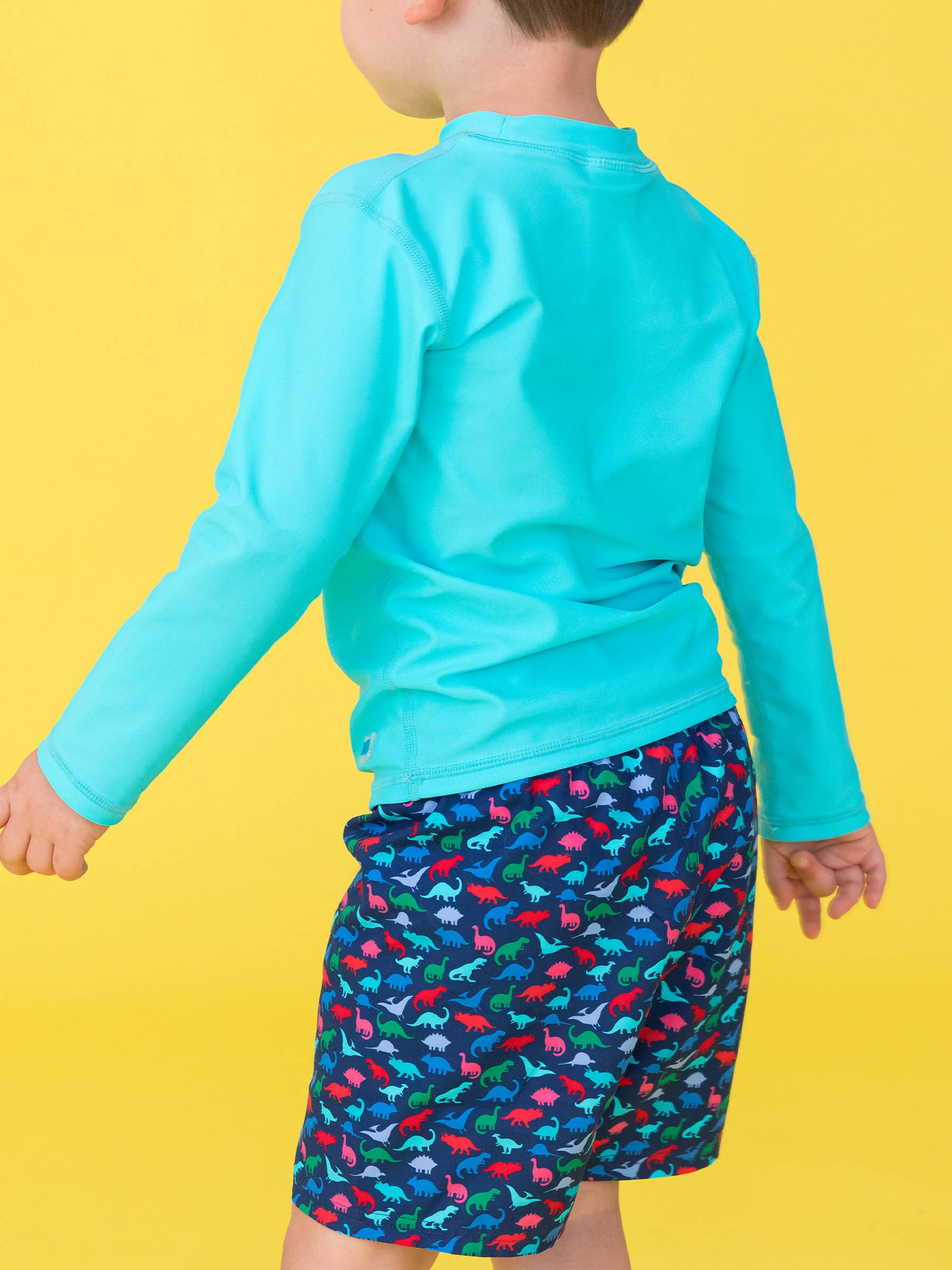 Blue Boys Bright Aqua Long Sleeve Rash Guard for wholesale on Faire5