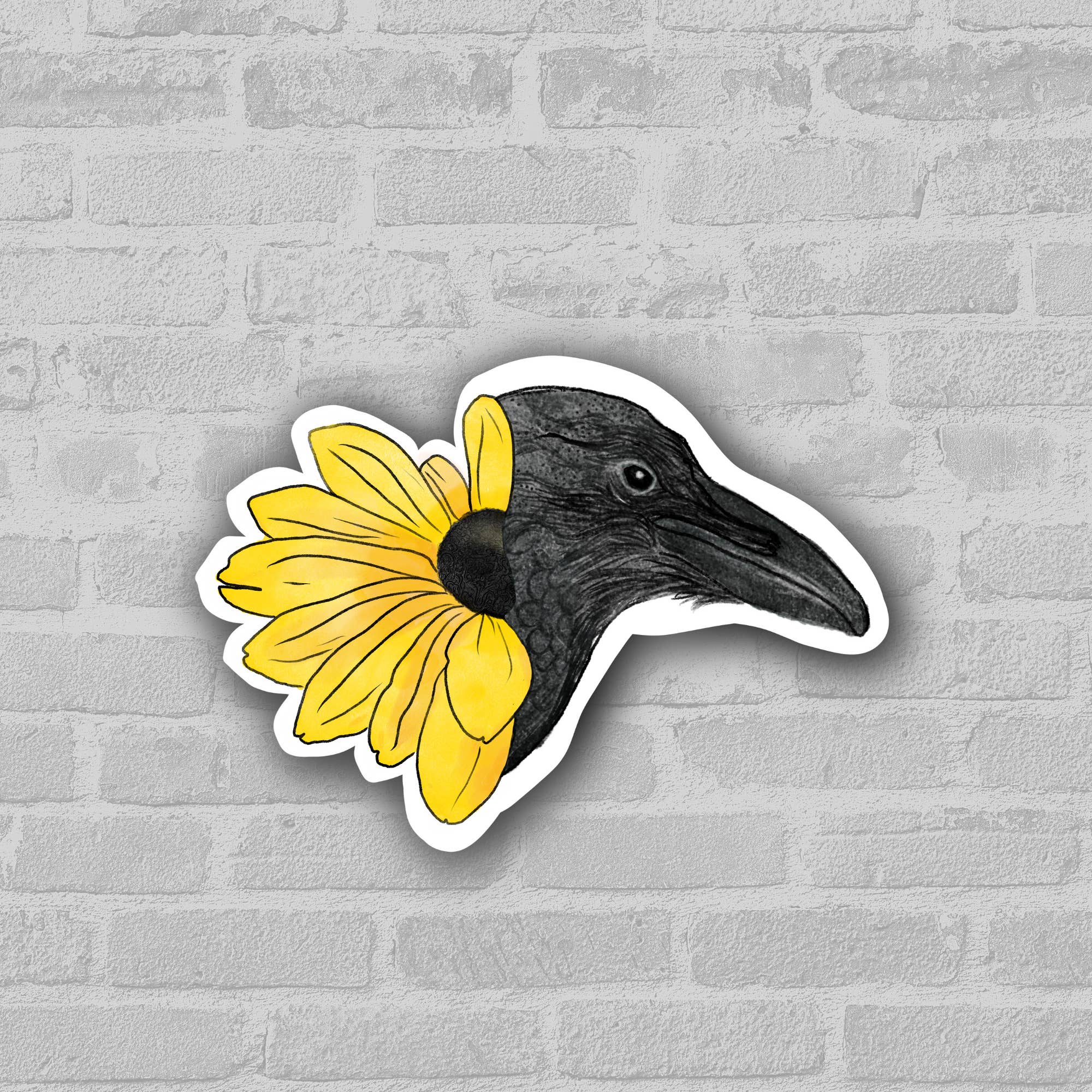 the weird emporium - Wholesale Sticker - 3" Raven & Flower Sticker