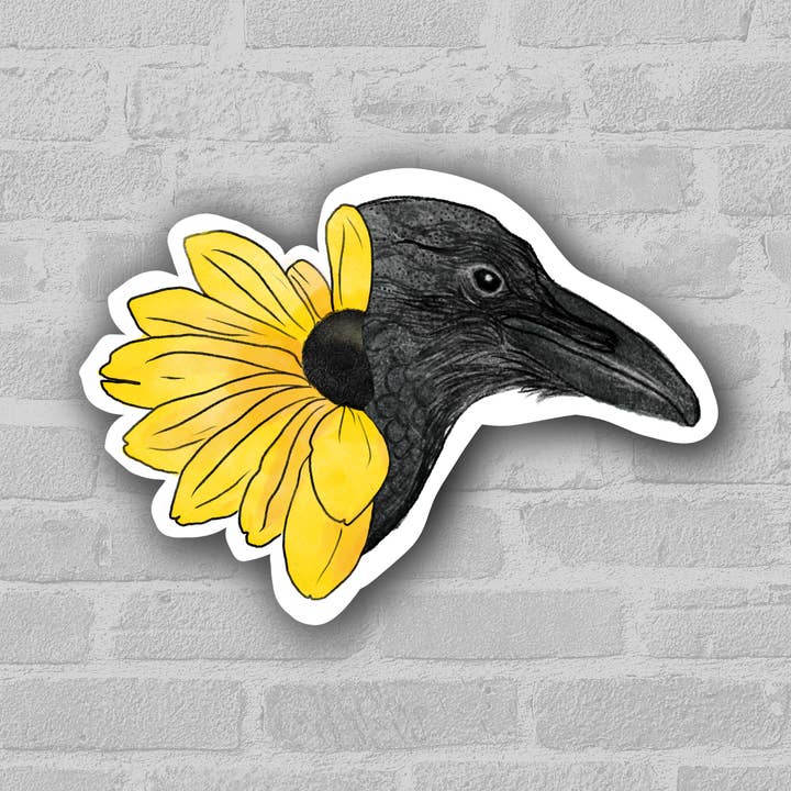 Pegatina Raven & Flower 3 para venta al por mayor de the weird emporium