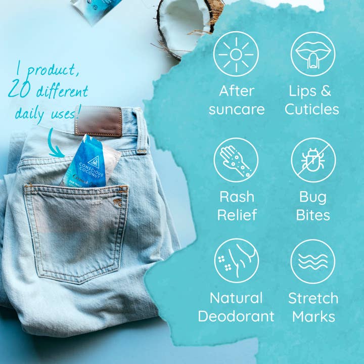 Conscious Coconut - Wholesale Oral Supplement/Vitamin - Organic Coconut Oil Packets (5 Individual Packets)