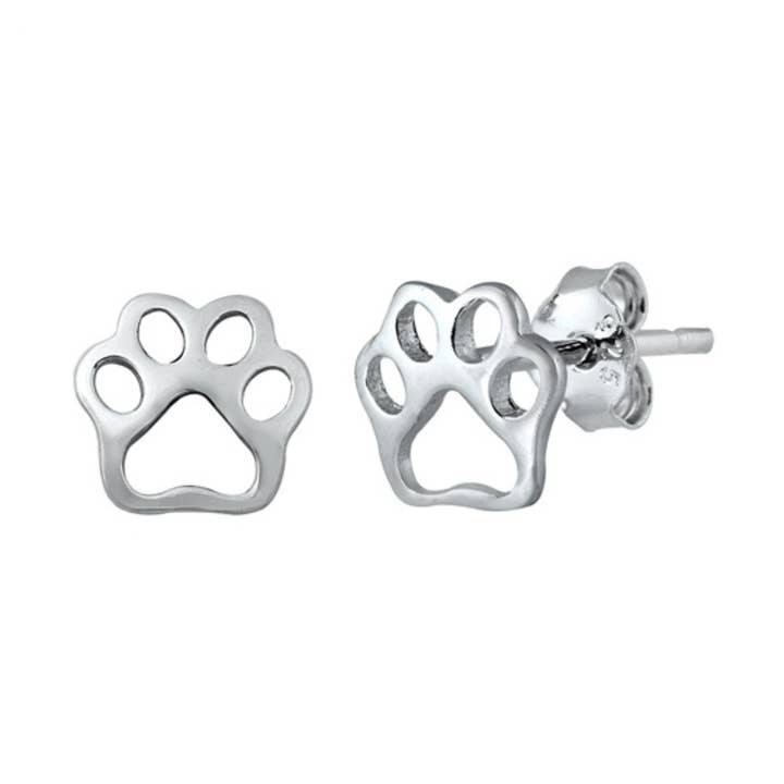 925 Sterling Silver Cutout Paw Print Stud Earrings for wholesale by Moonrise Jewelry
