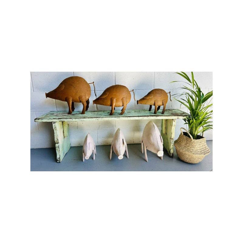 Paloma Black (Casa Natura Design, S.L.) - Wholesale Decorative Figurine - Set Of 3 Recycled Metal Decorative Pig Statues1