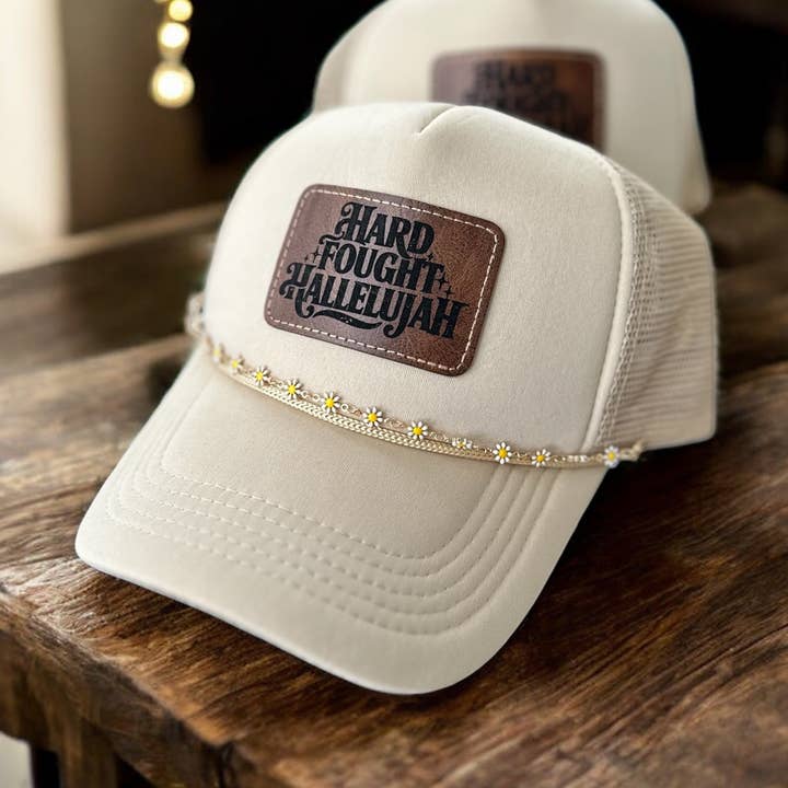 Hard Fought Hallelujah Trucker Hat for wholesale by Wild Indigo