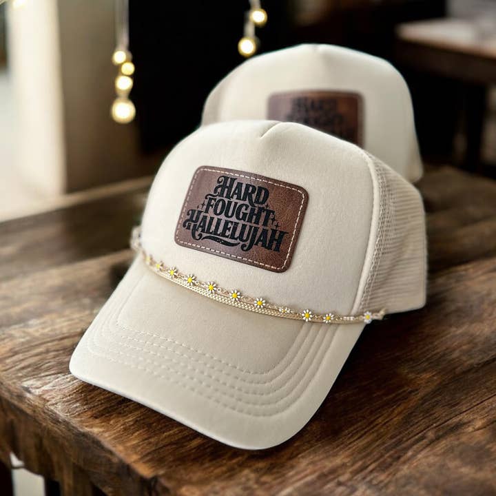 Hard Fought Hallelujah Trucker Hat for wholesale by Wild Indigo