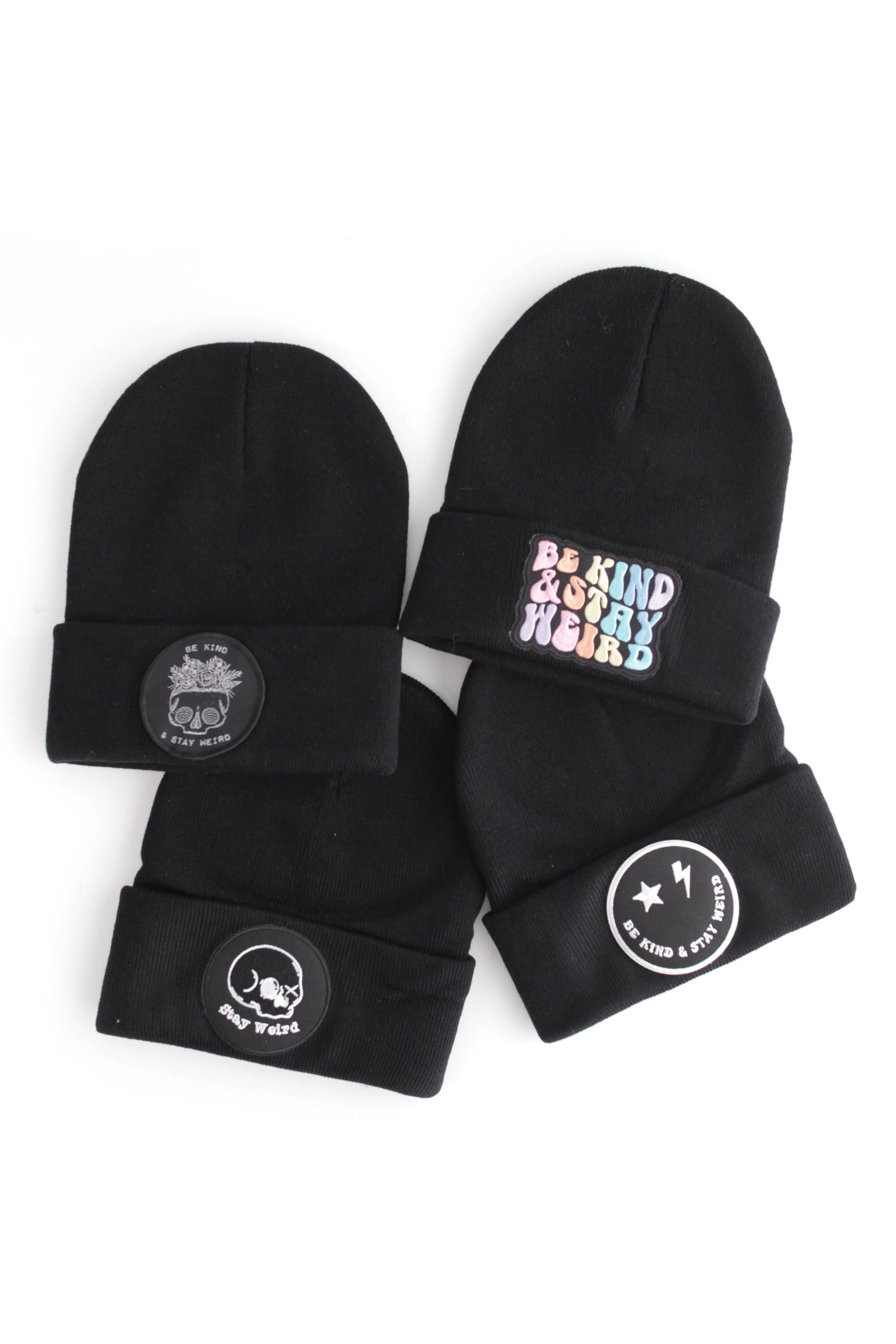 Electric Little Things - Wholesale Beanie - Unisex - Black Smiley Face Beanie Be Kind Stay weird Winter Hat2