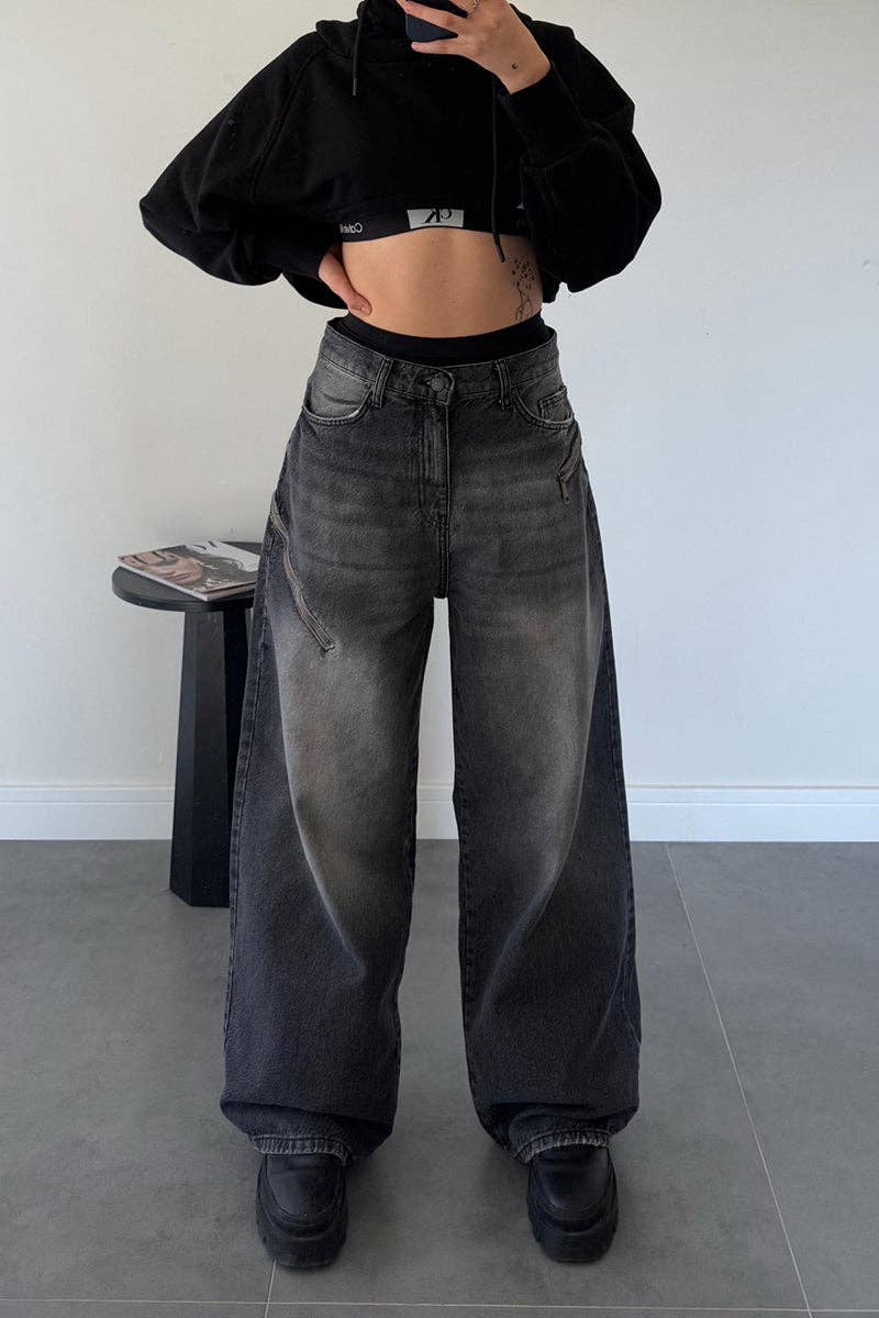 Mccolin - Vente Jean – femme - Jean en denim à jambes larges tendance0