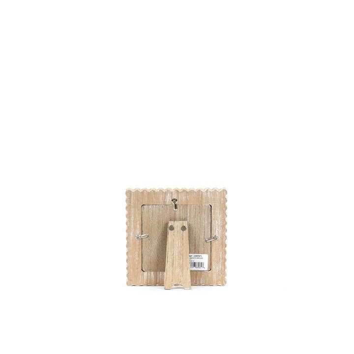 Adams & Co. - Wholesale Picture Frame - 11847 - 6x6x1 wood photo frame (SCALLOP) ntrl/wh (4x4) pic
