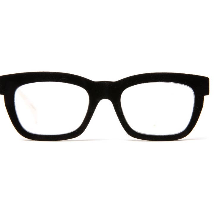 Dubai Black Velvet Unisex Reading Glasses | White Temples for wholesale by eyejets