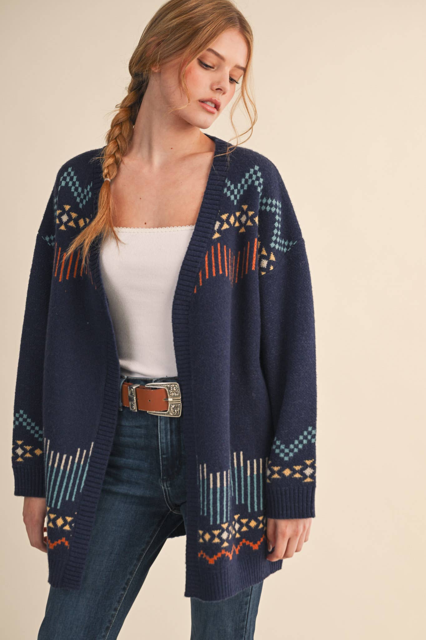 &MERCI - Wholesale Cardigan - Women's - WESTERN MOTIF SWEATER CARDIGAN MSW1113530