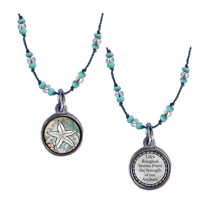 SPIRIT LALA LLC - Wholesale Halskettinghanger - Gehaakte kunstketting met koord - Seafoam grijze zijden ketting
