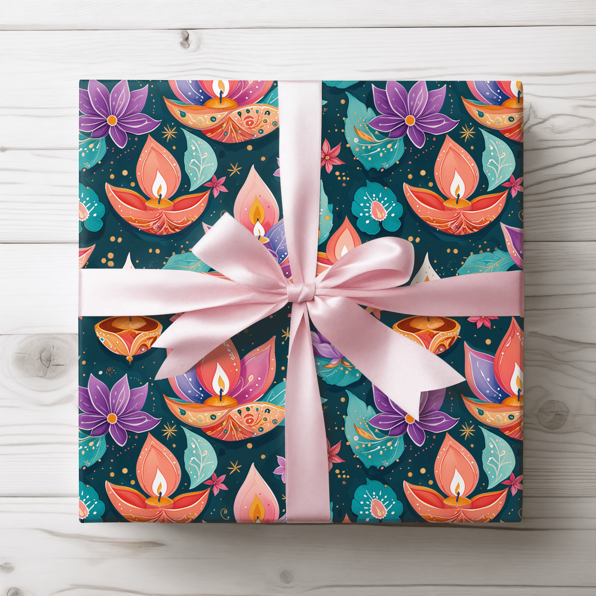 Lokipawz - Wholesale Flat Wrap - Diwali Aqua Festival Wrapping Papers14