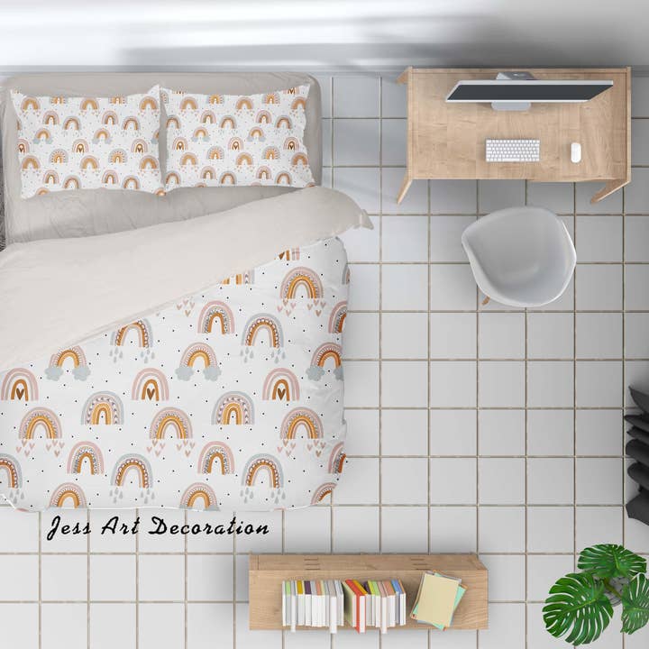 3D White Rainbow Quilt Cover Set Bedding Set Duvet Cover Pillowcases SF80 for wholesale by Jess Art Decoration