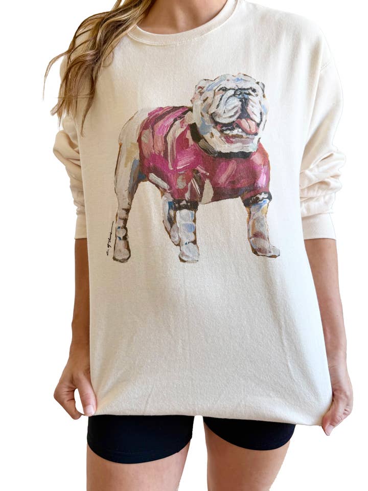 "Bulldog Red" Sweatshirt for wholesale by Chelsea McShane Art