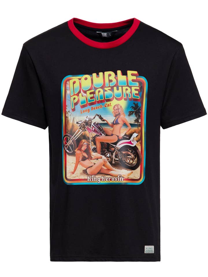 T-shirt 'Double Pleasure' in zwart voor wholesale door KING KEROSIN