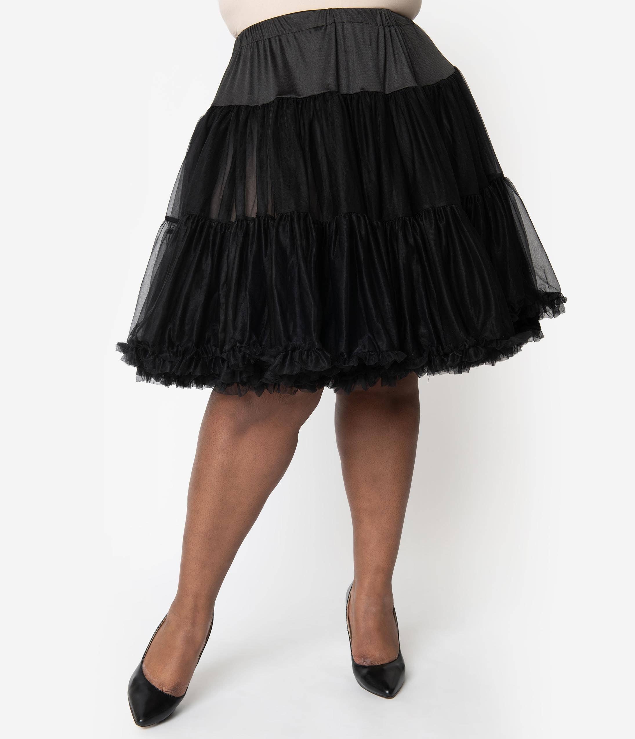 Unique Vintage – wholesale Skirt – Women’s – Unique Vintage Plus Size 1950s Style Black Ruffled Petticoat Crinoline1