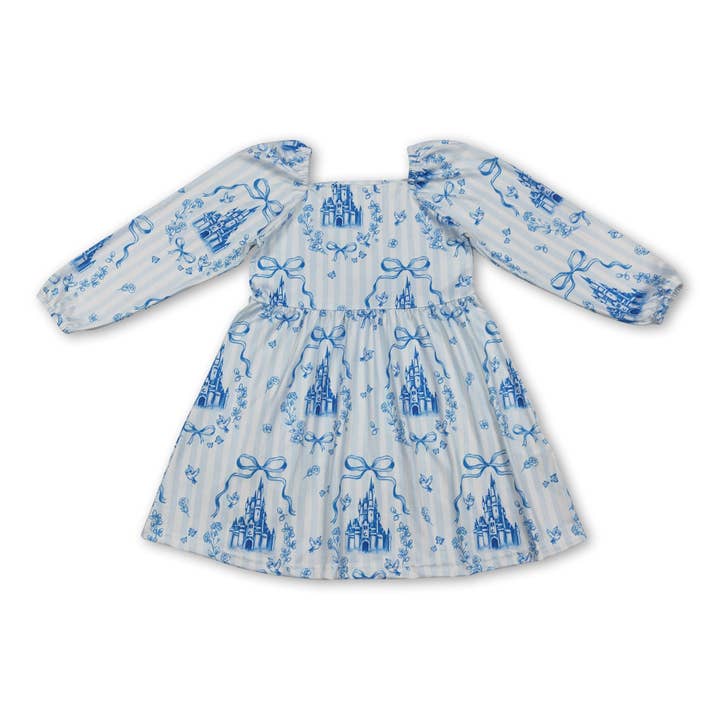 Robes à manches longues à rayures avec nœud pour filles enfants château pour la vente par Yawoo Garments