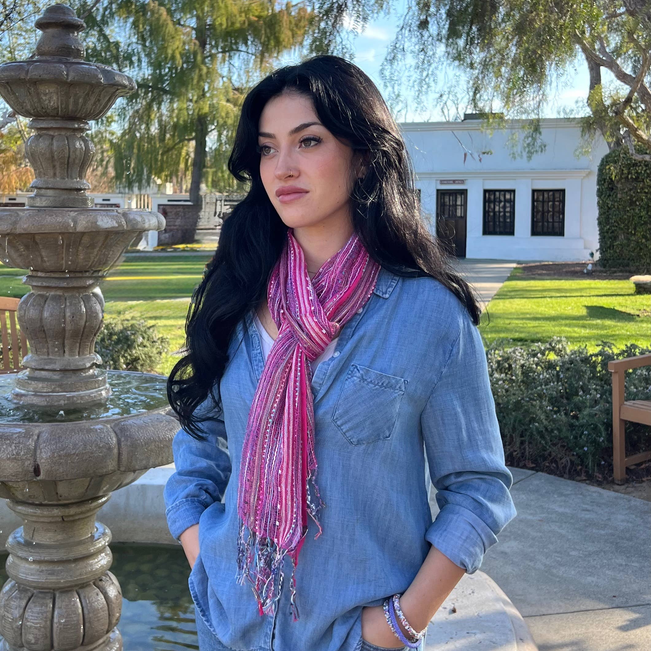 Humble Hilo – wholesale Scarf – Women's – Humble Hilo Multicolored Thread Artisan Scarf114