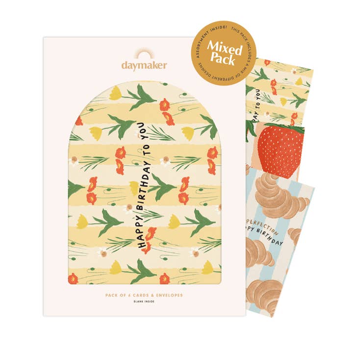 Blandet 'Fødselsdag' Kortæske Sæt (6 stk) - Le Petit Plaisir for engroshandel hos Daymaker Stationery