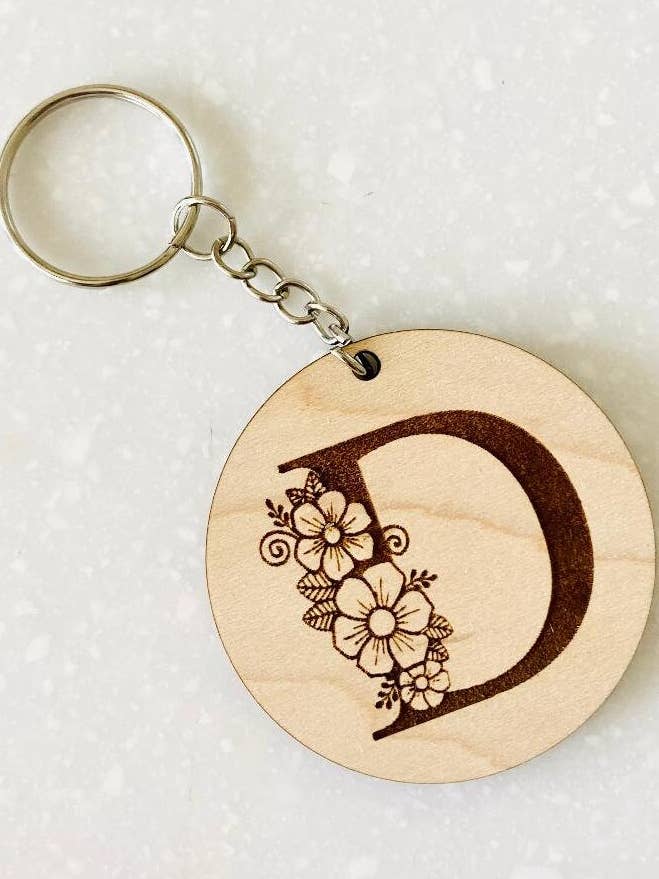 Blommig initial nyckelring, Custom Letter Keychain, Personlig, Gåvor till henne, Strumpa Stuffer, Biltillbehör, Julklapp för wholesale av Alluring Vinyl