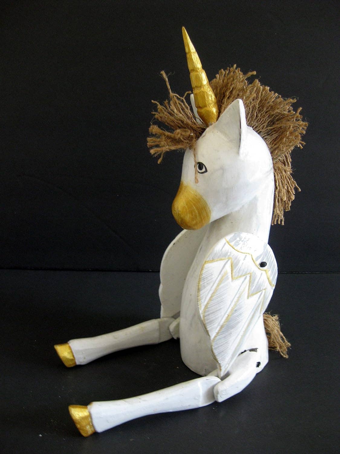 OMA - Eclectic Home - Wholesale Decorative Figurine - Unicorn Sculpture Statue With Dangling Legs Wood Hand Carved1