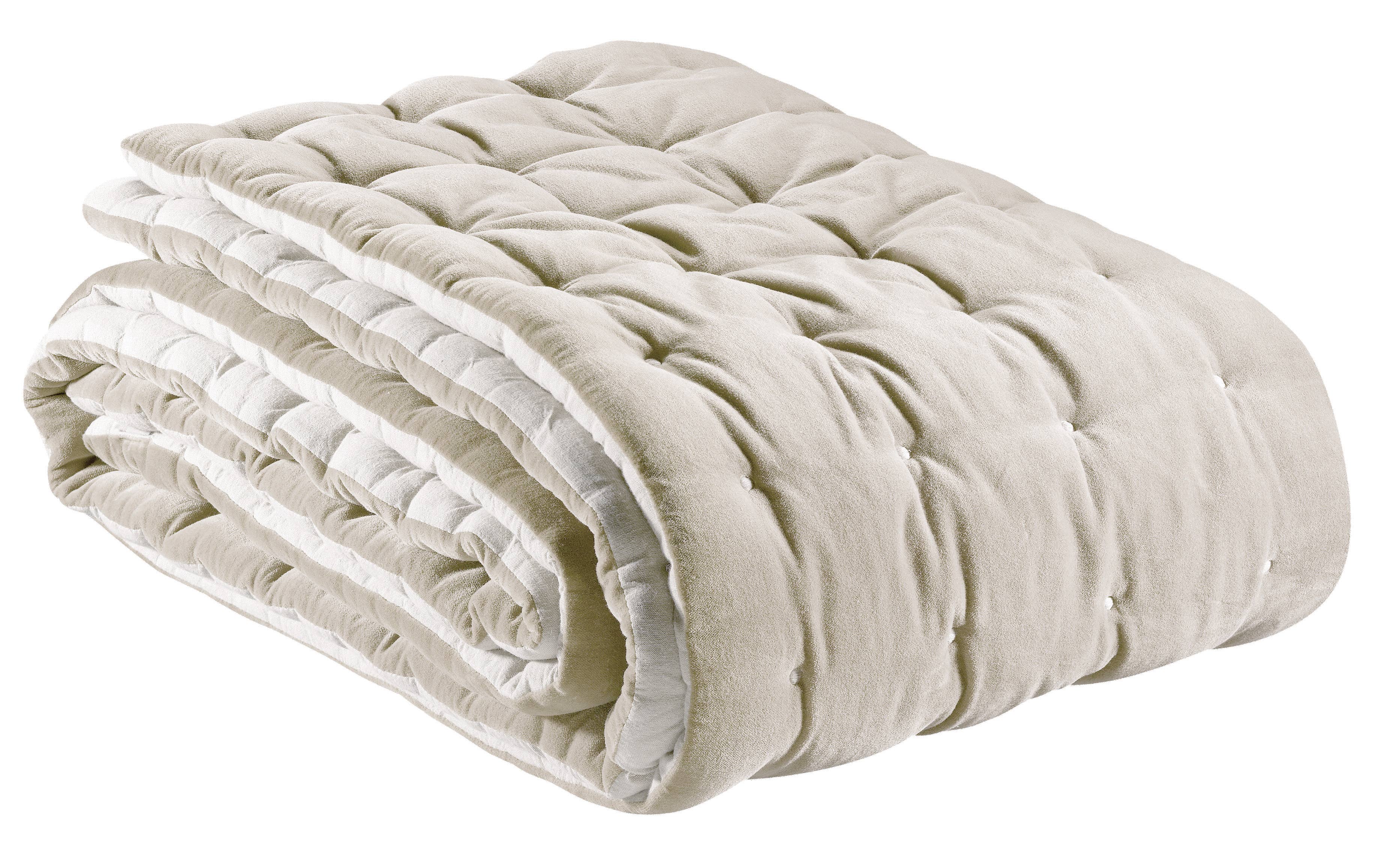 Maison Vivaraise & La Cerise sur le Gâteau - Vente Couvre-lit - Jeté Uni Elise Finition Capiton Grège 240 X 2600