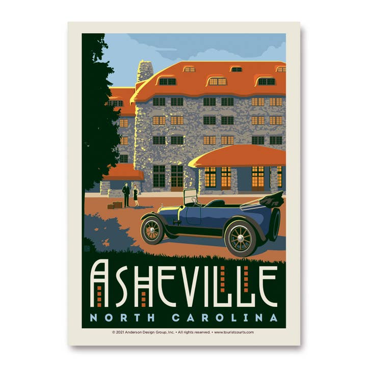 Asheville North Carolina Vert Sticker for wholesale by Tourist Courts