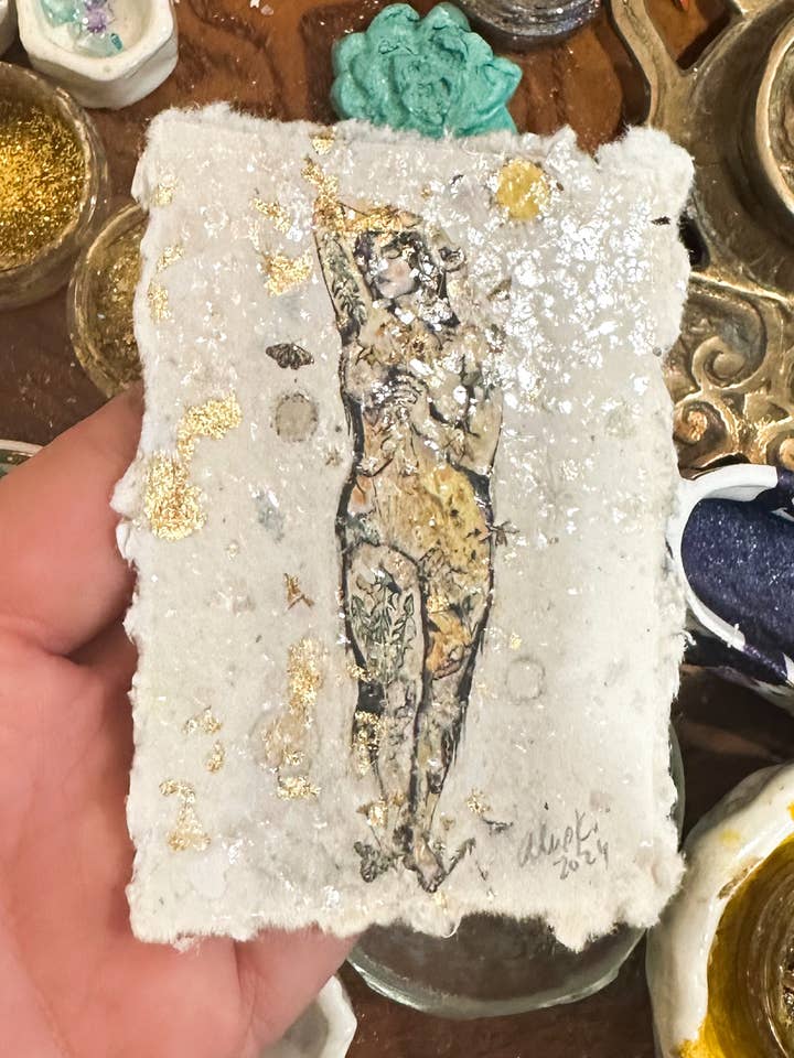 Tiny Gaia Print on Handmade Paper / ACEO for wholesale by Alexa K