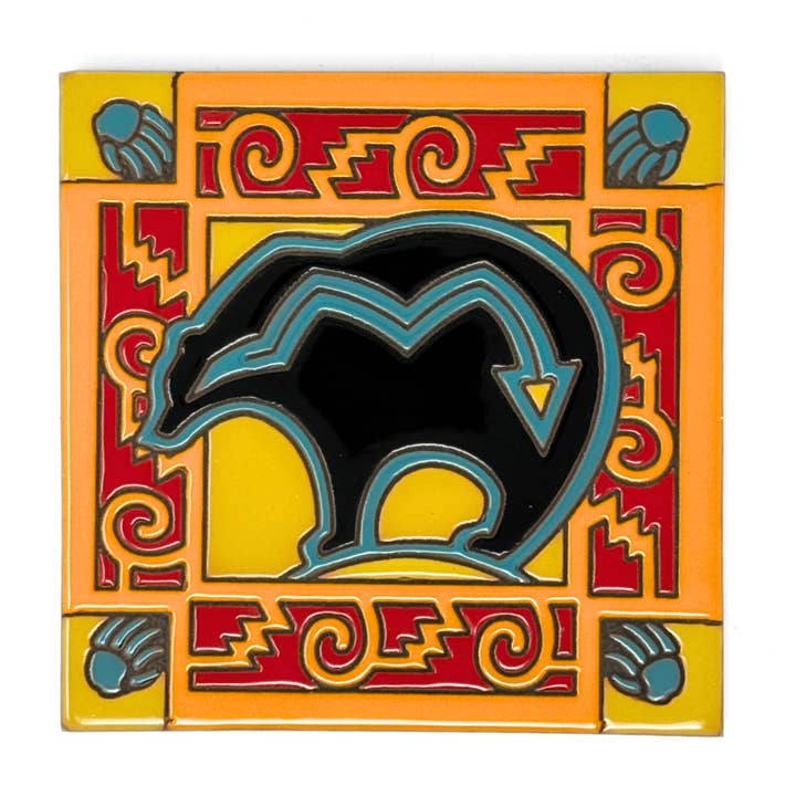 Earthtones Tile - Wholesale Trivet - Native American Bear with Arrow Tile (7135A)