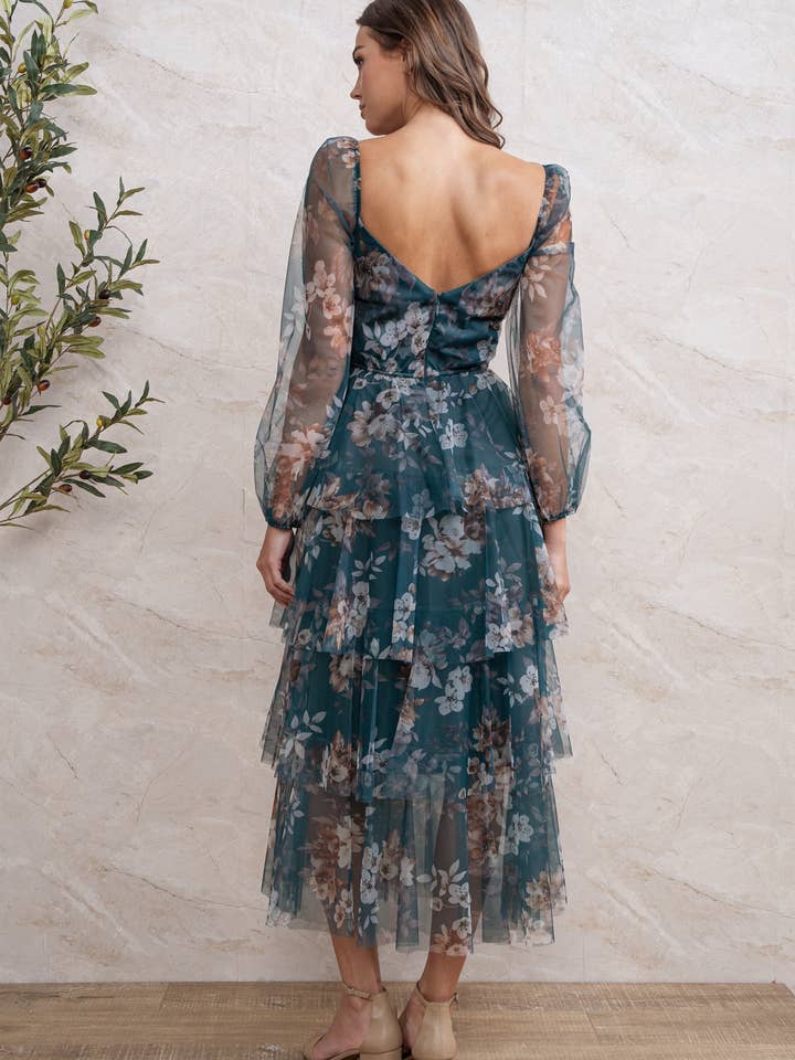 Rosemore Couture - Wholesale Dress - Women's - FLORAL PRINT PLEATED MIDI DRESS 11